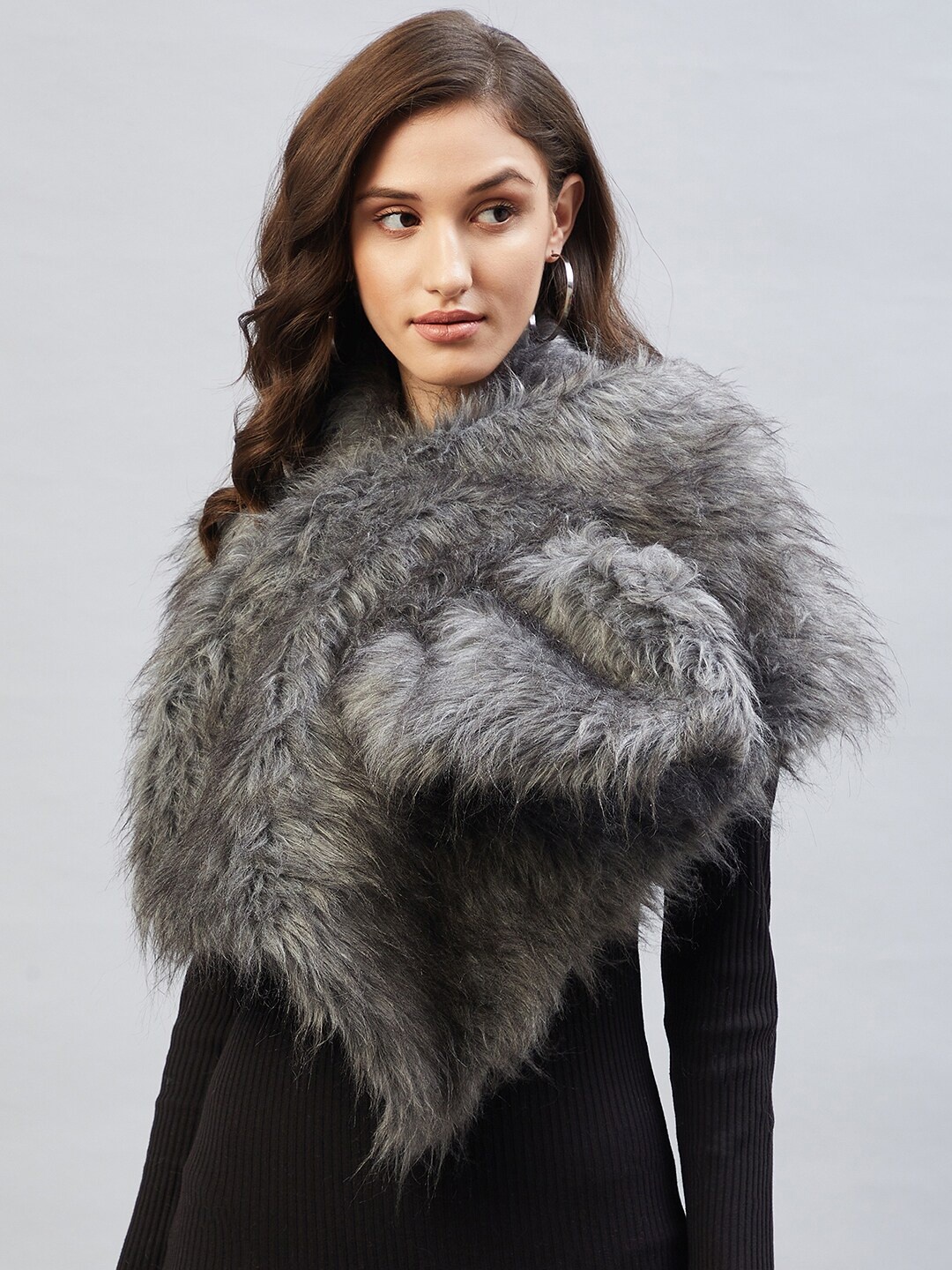 

InWeave Women Grey Textured Cape Shawl
