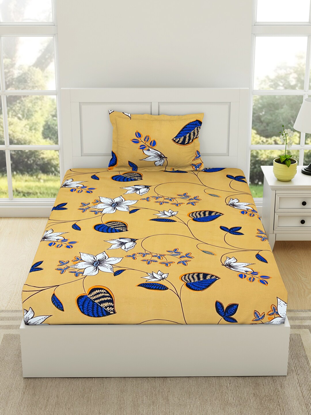 

Welspun Assorted Floral 144 TC Flow Cotton Single Bedsheet with 1 Pillow Covers