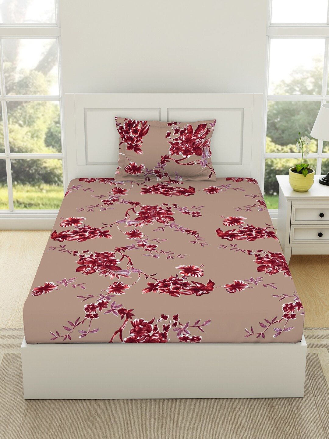 

Welspun Assorted Floral 144 TC Flow Cotton Single Bedsheet with 1 Pillow Covers