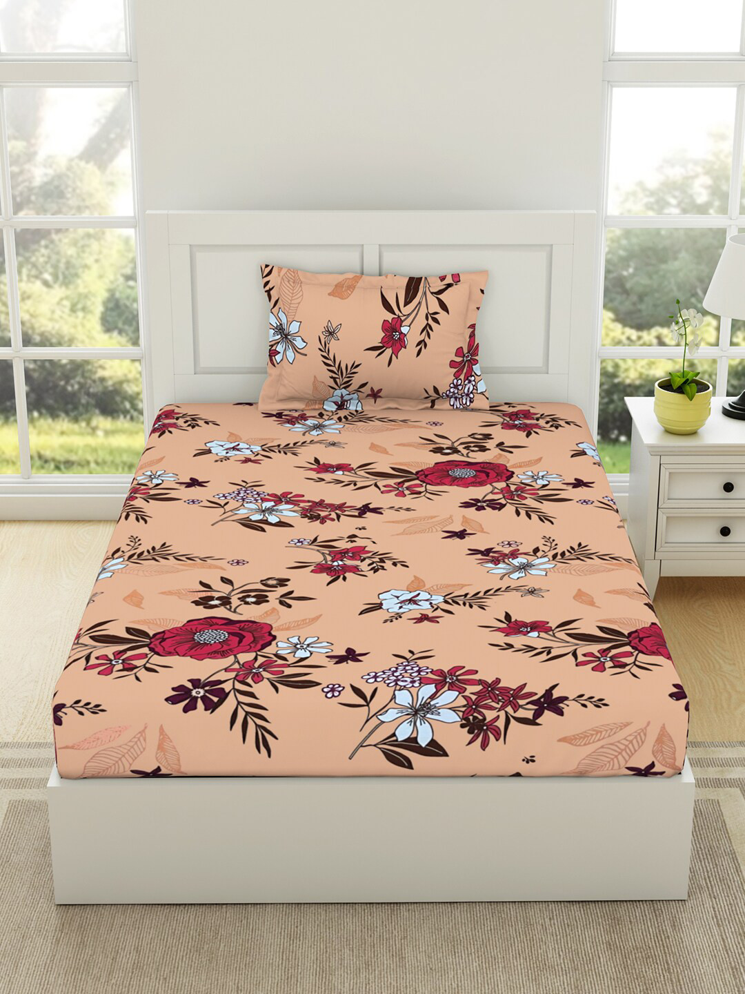 

Welspun Flow Assorted Floral 144 TC Flow Cotton Single Bedsheet with 1 Pillow Cover