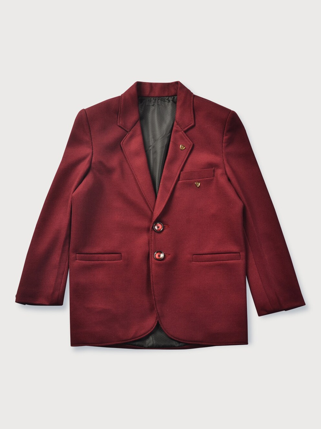 

Gini and Jony Boys Red Solid Cotton Single Breasted Blazers