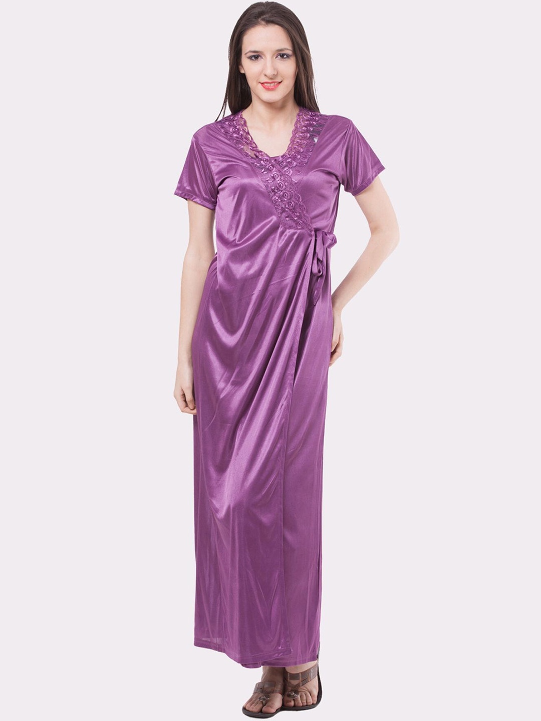 

Fasense Women Purple Maxi Nightdress