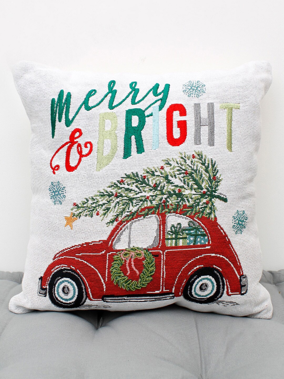 

AVI Living White & Red Embroidered Rectangle Cushion Cover