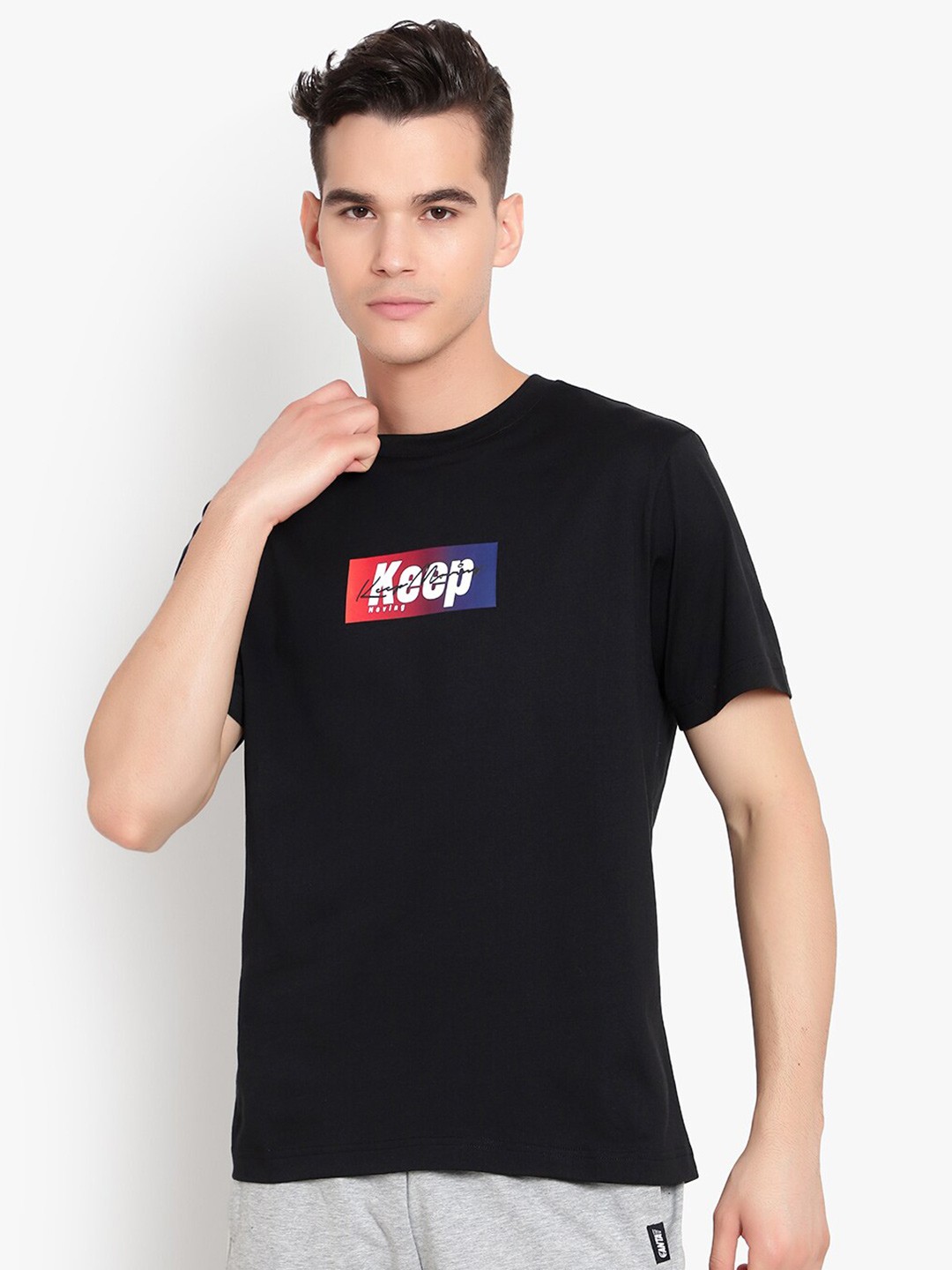 

Anta Men Black Typography Printed Cotton T-shirt