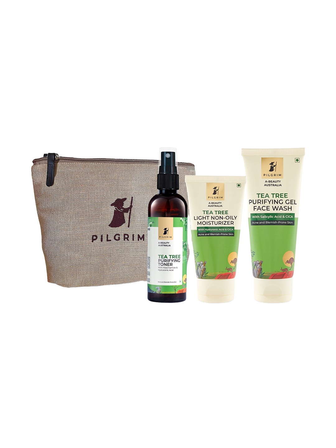 

Pilgrim Tea Tree Good Night Ritual For Acne-Free Skin With Free Jute Bag, Green