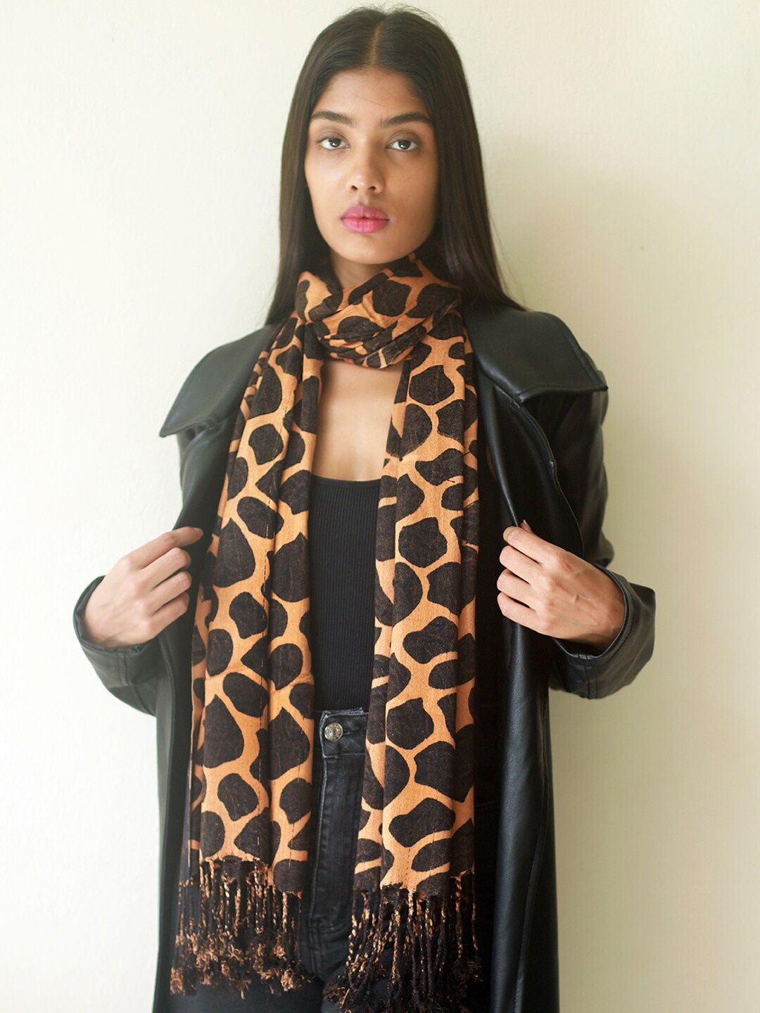 

Ayesha Women Brown & Black Animal Print Modal Scarf