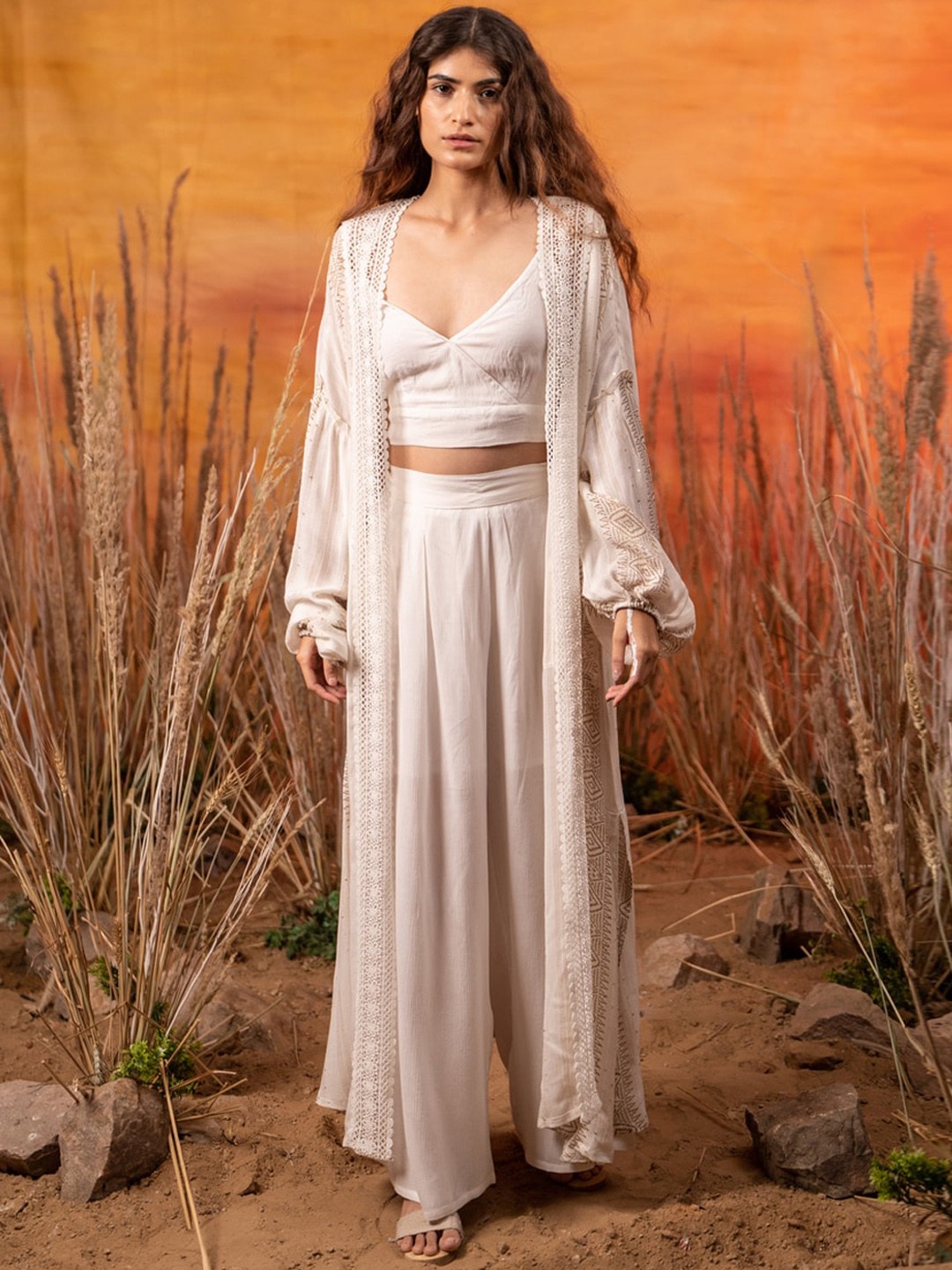 

Label Reyya Women Beige Colored Solid Co-Ords