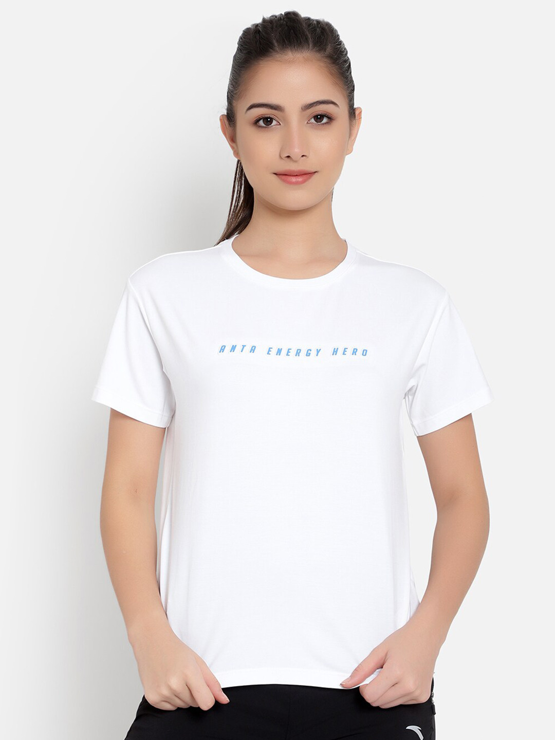 

Anta Women White Typography Printed T-shirt