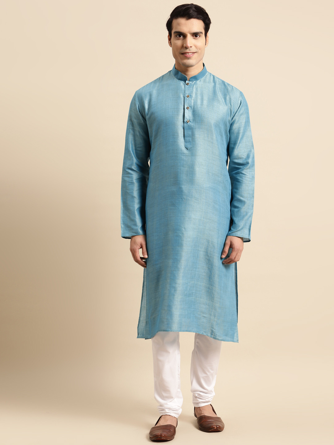 

RAJUBHAI HARGOVINDAS Men Straight Kurta, Blue