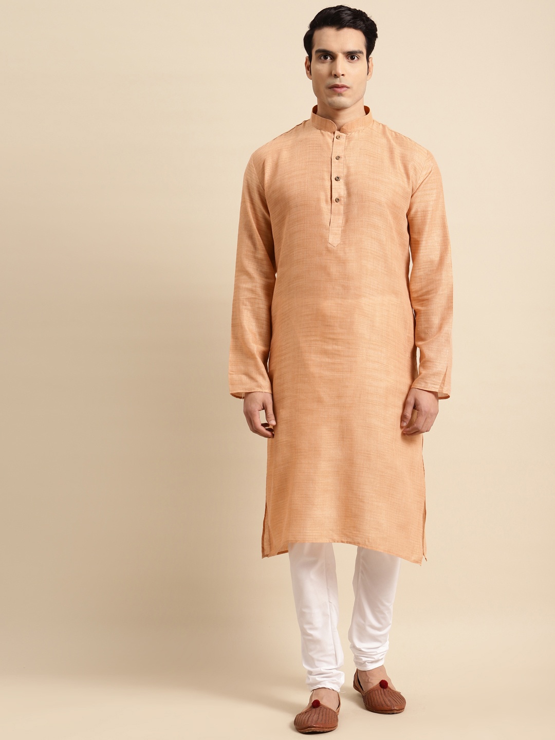 

RAJUBHAI HARGOVINDAS Men Straight Kurta, Beige