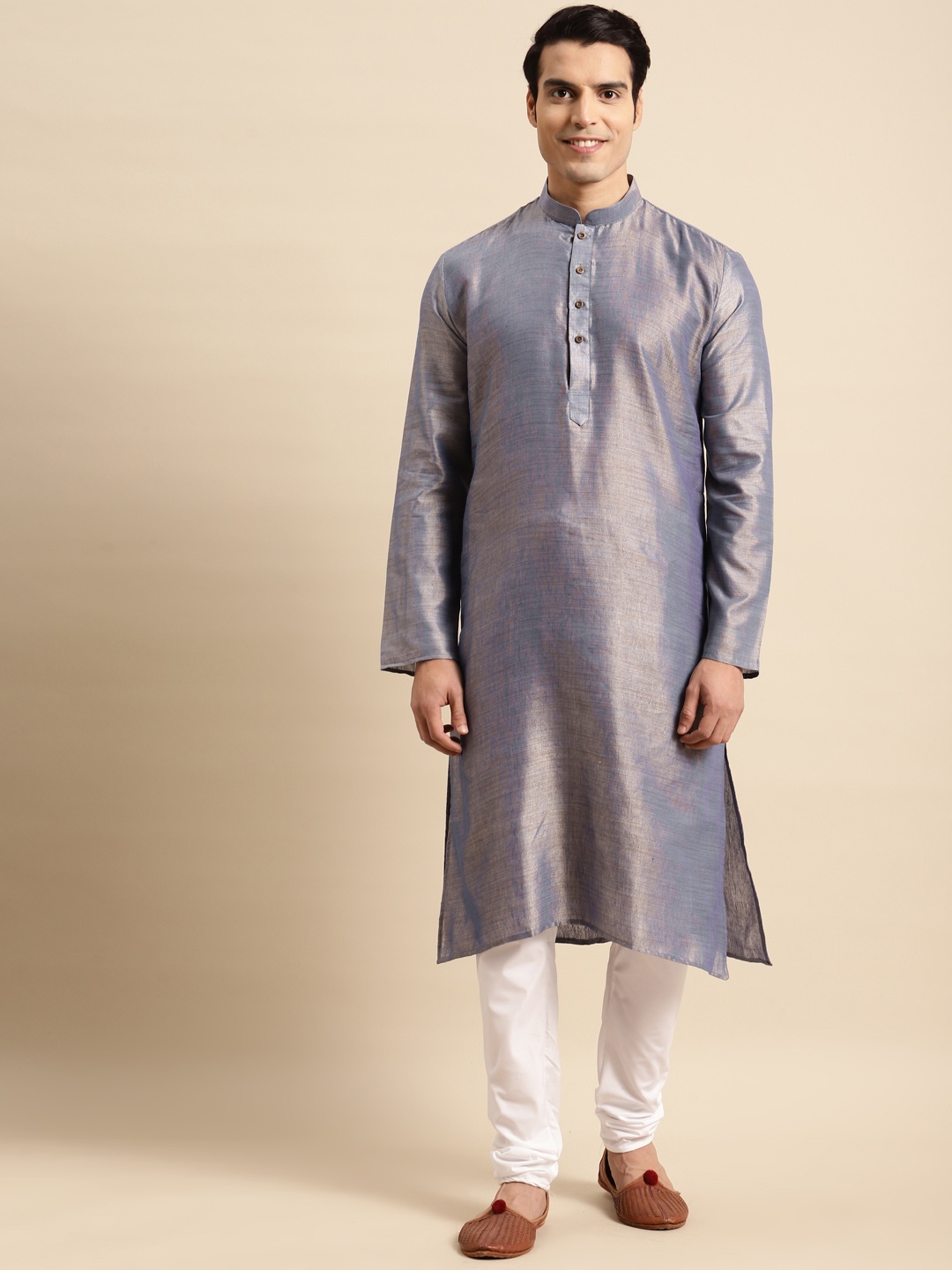 

RAJUBHAI HARGOVINDAS Men Straight Kurta, Blue