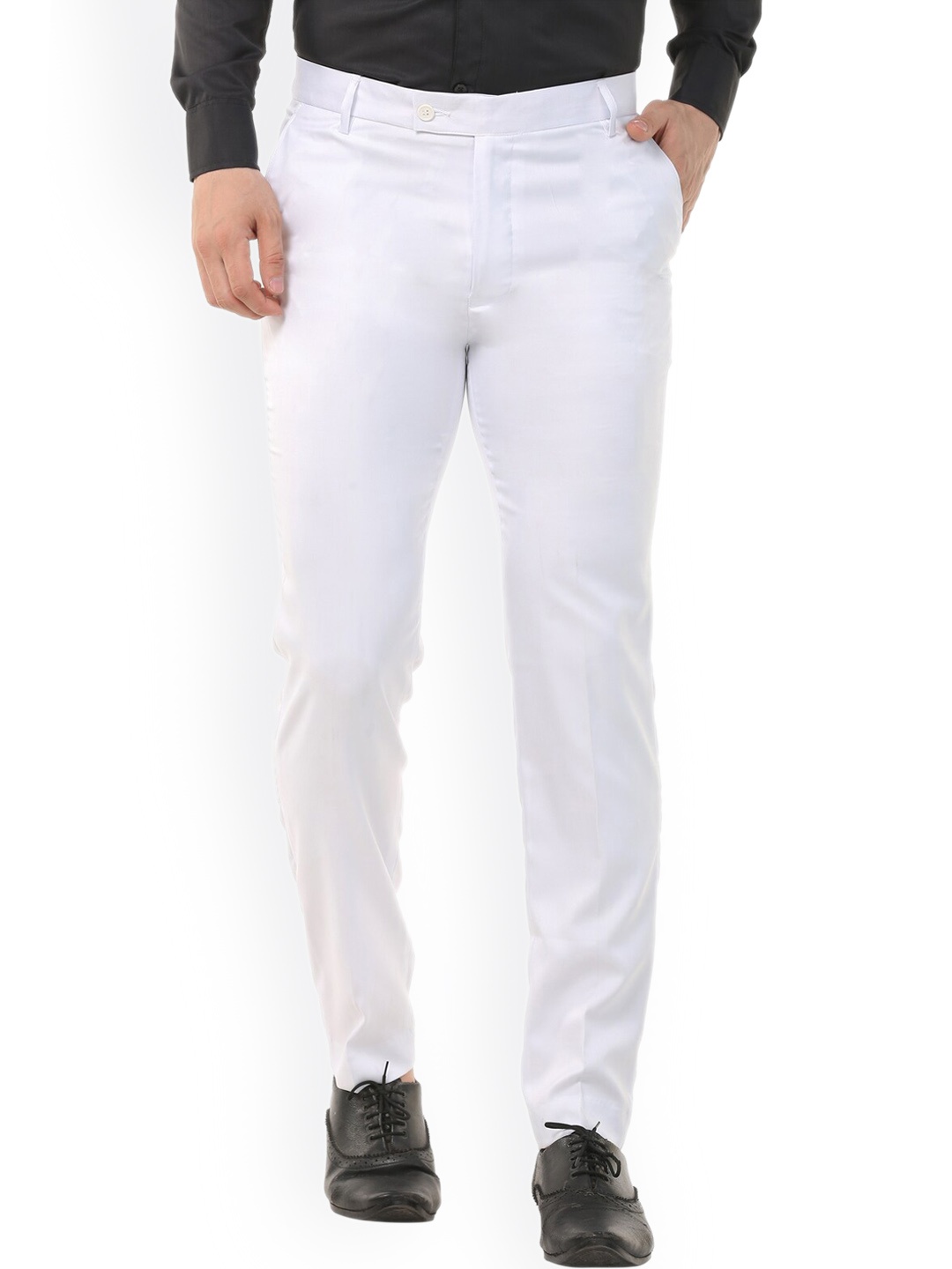 

Sam and Jack Men White Smart Chambray Trousers