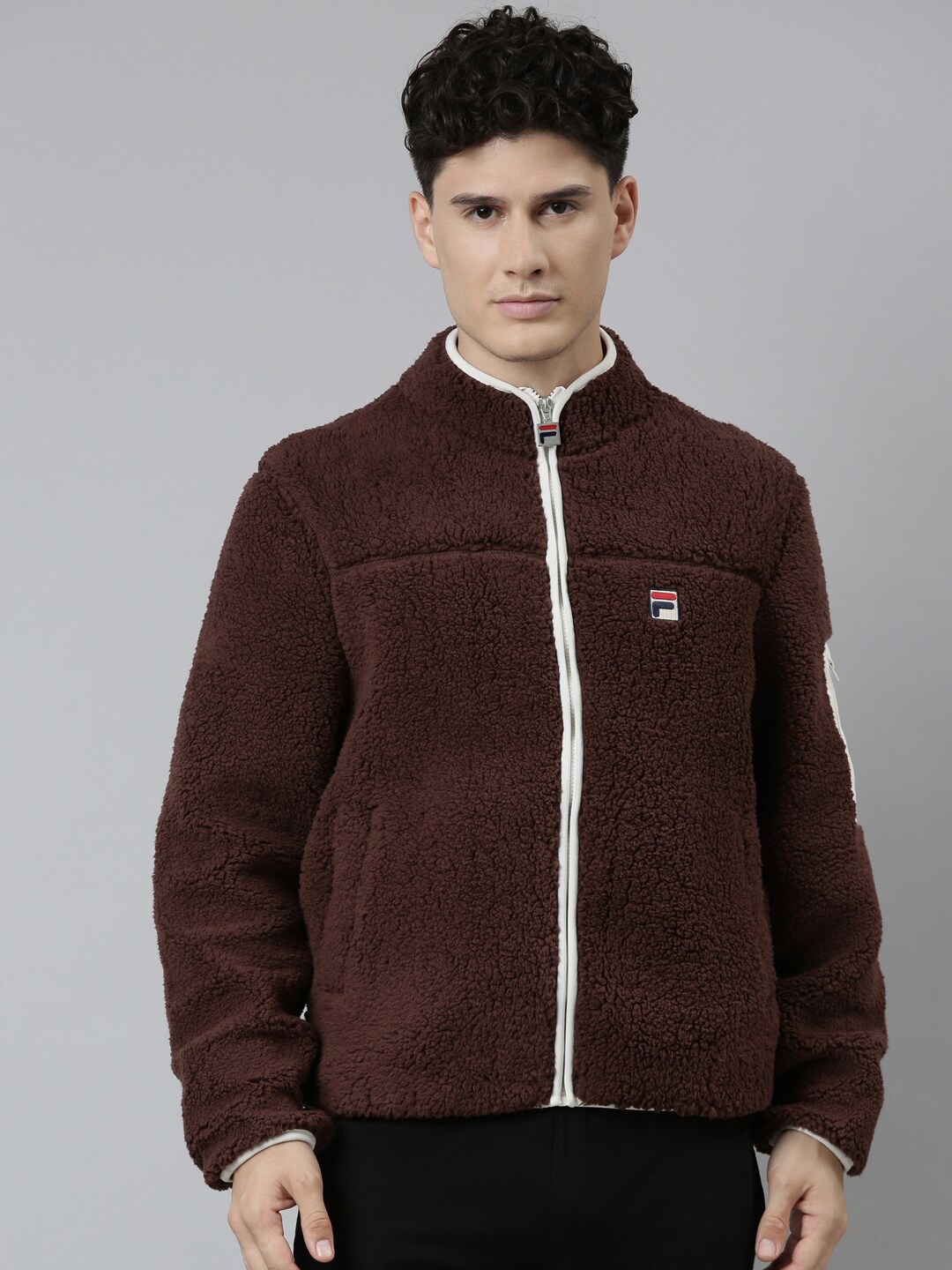 

FILA Men Brown & White Tailored Jacket