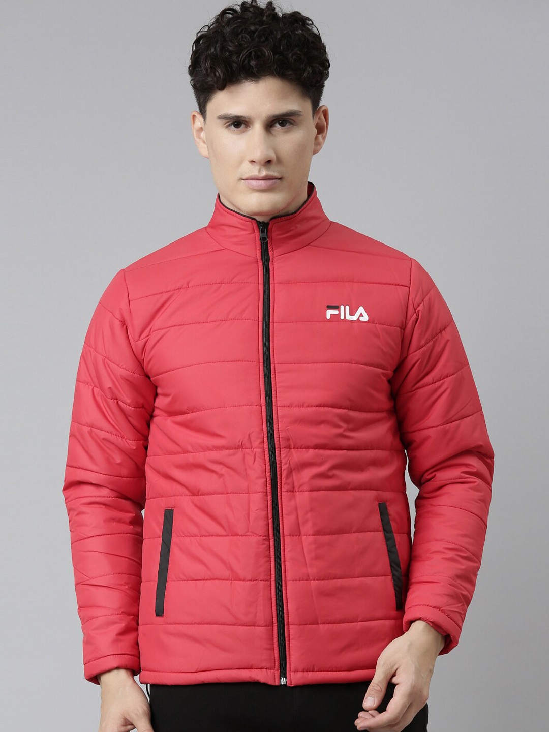 

FILA Men Red Striped Puffer Jacket