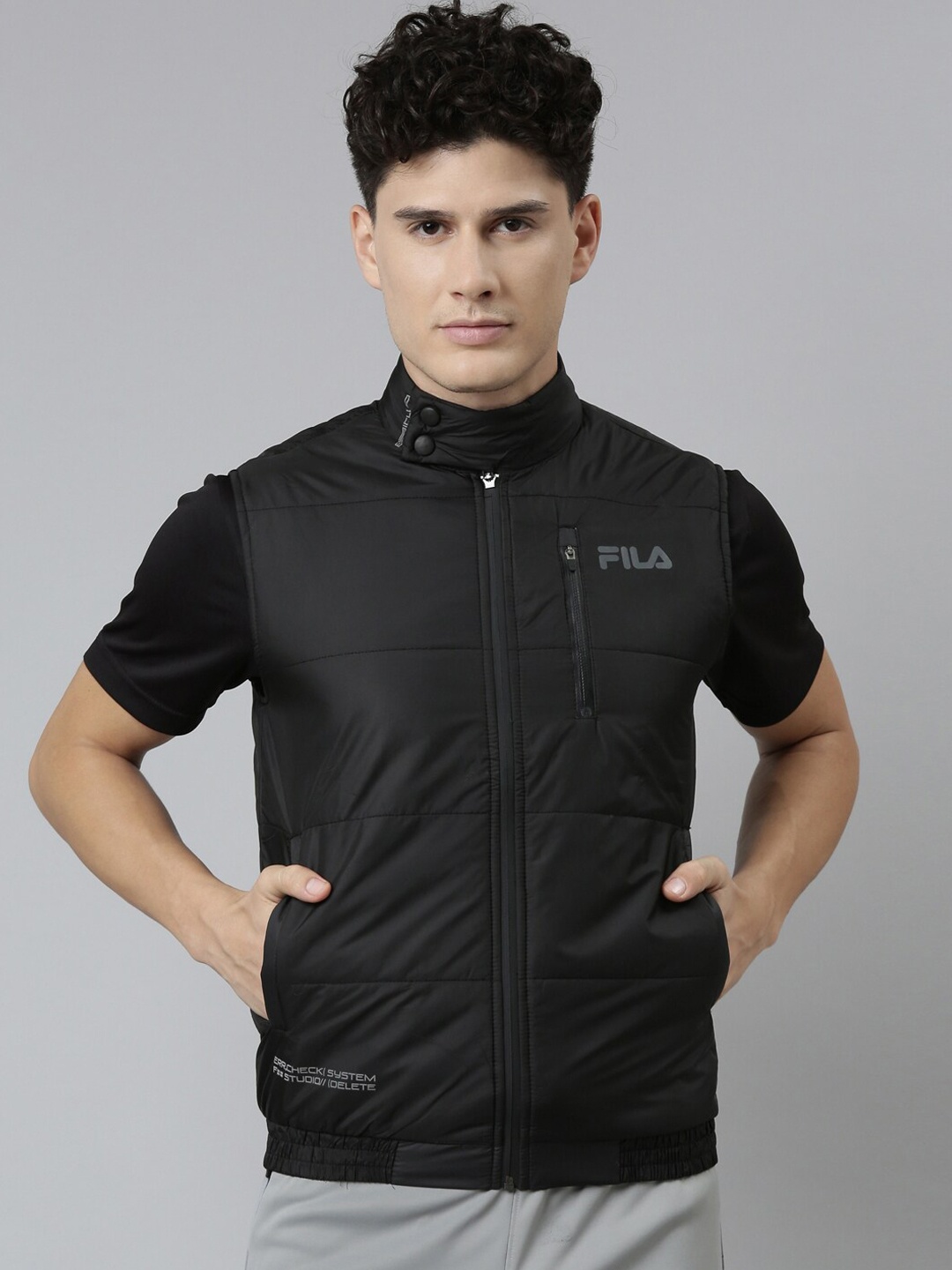 

FILA Men Black Bomber Jacket