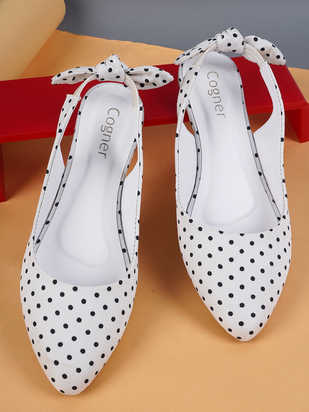 

Cogner Women White Printed Mules Flats