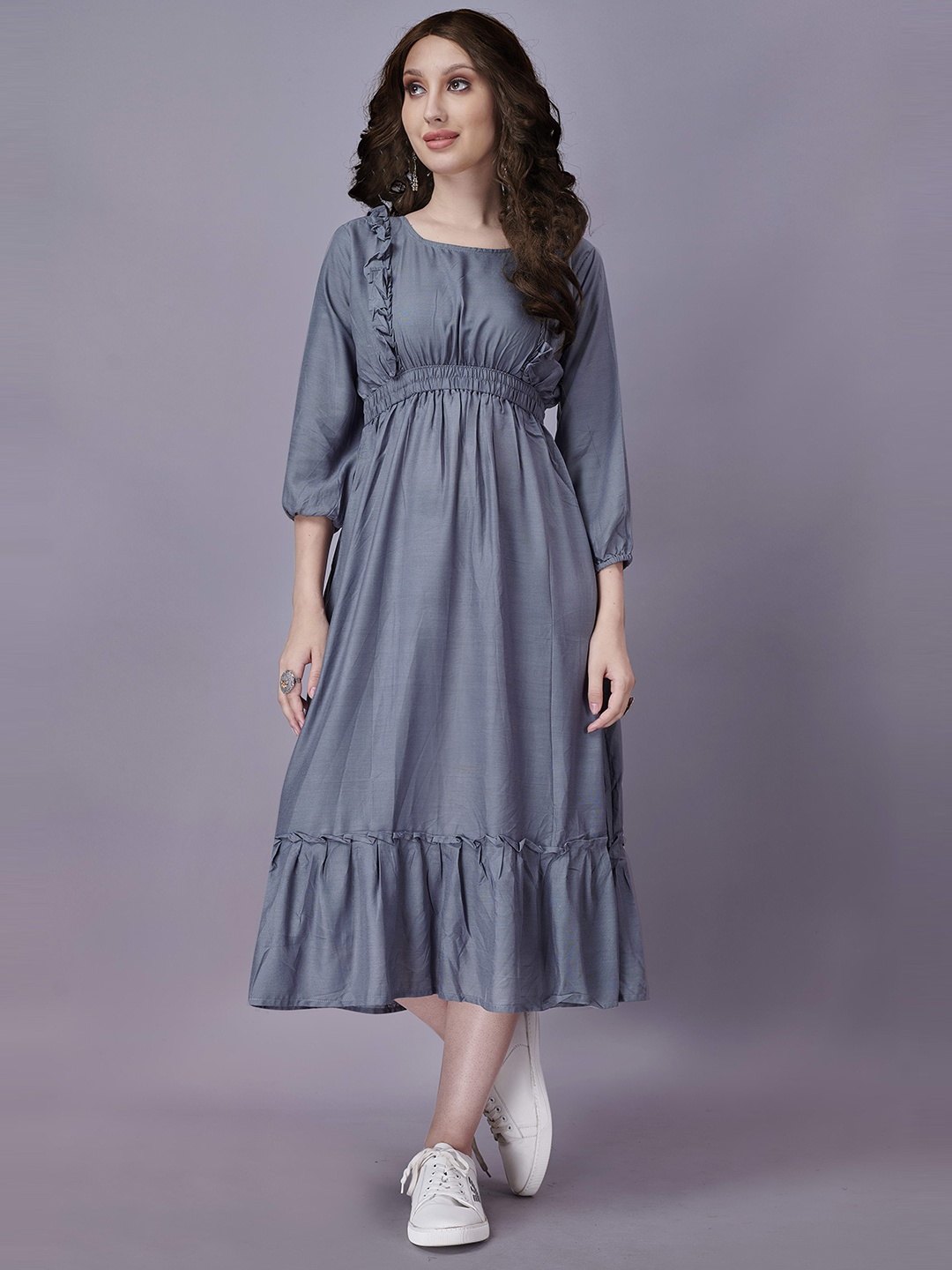 

Fashion FRICKS Women Grey Empire Midi Dress