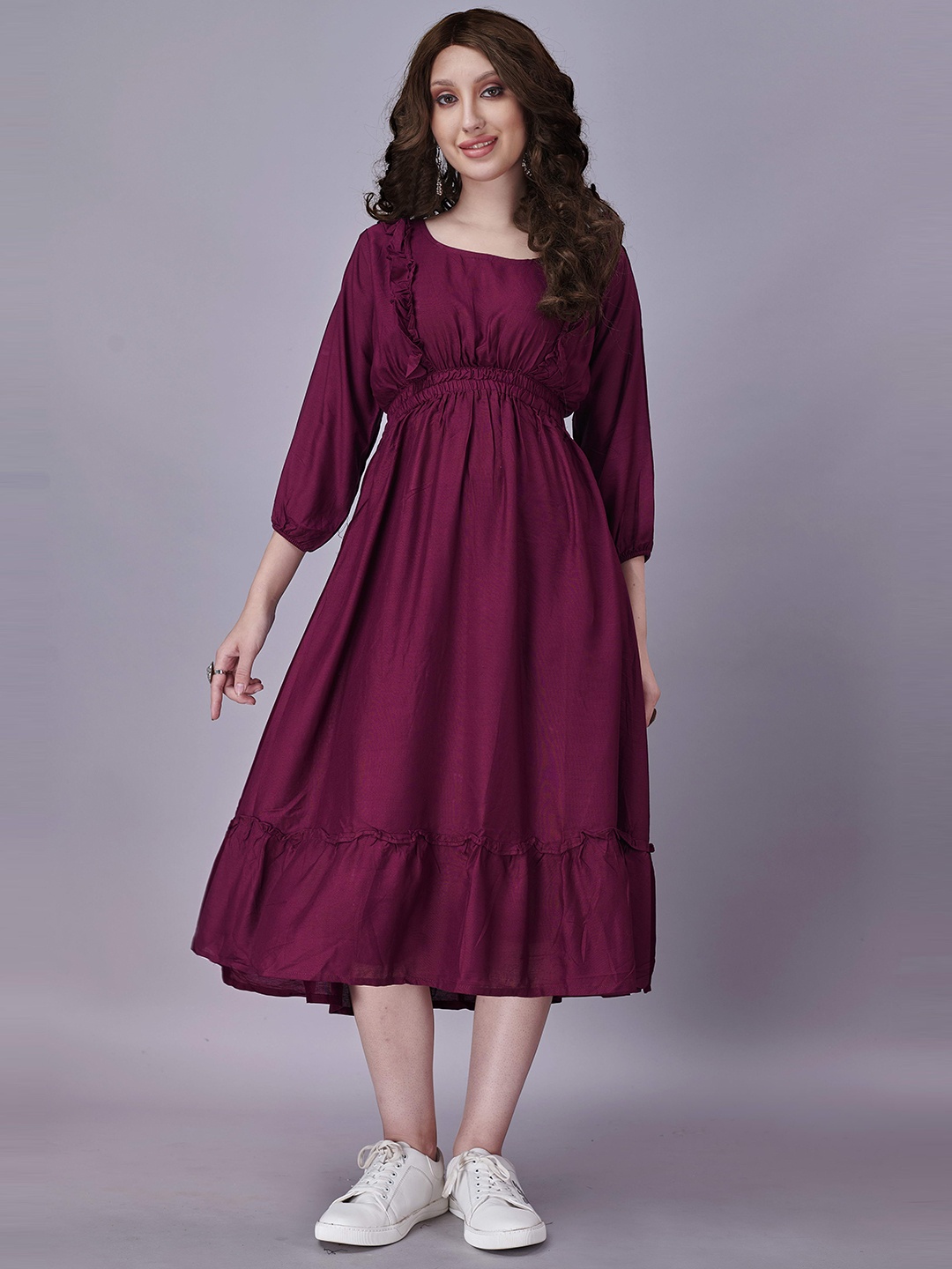 

Fashion FRICKS Women Maroon Empire Midi Dress