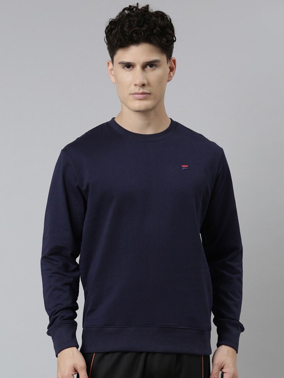 

FILA Men Navy Blue Cotton Sweatshirt