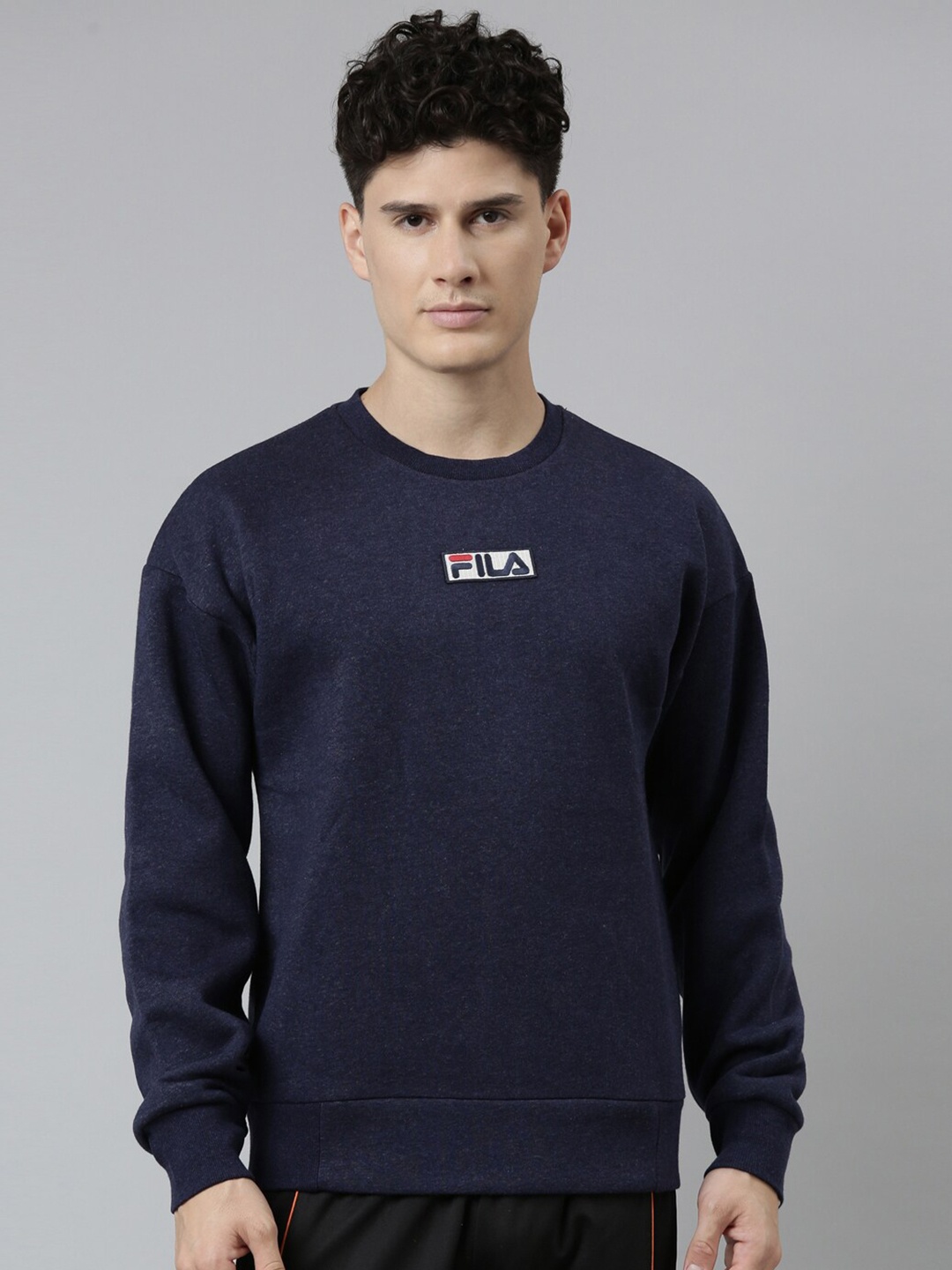 

FILA Men Navy Blue Cotton Sweatshirt