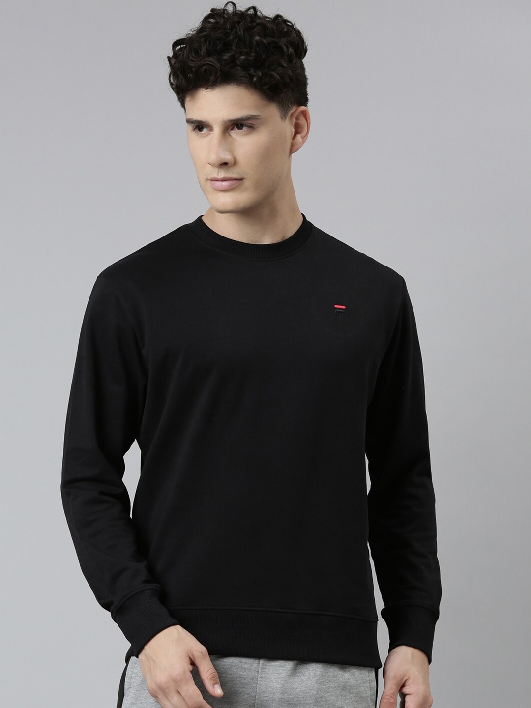 

FILA Round Neck Cotton Sweatshirt, Black