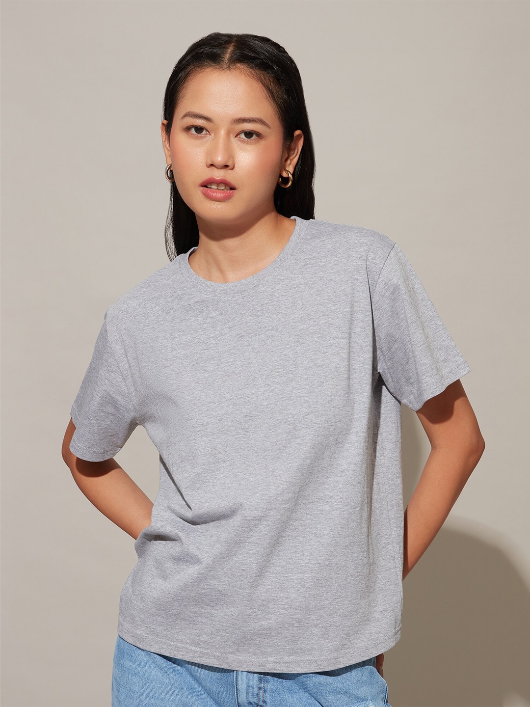 

20Dresses Round Neck Cotton T-shirt, Grey
