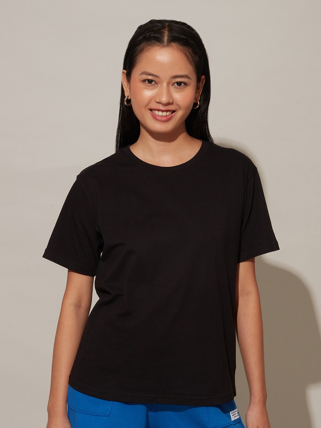 

20Dresses Women Black Cotton T-shirt