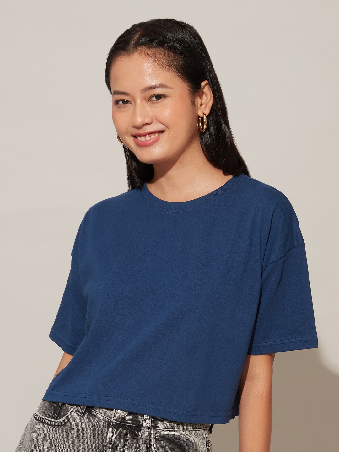 

20Dresses Round Neck Relaxed Fit Fit Cotton T-shirt, Navy blue