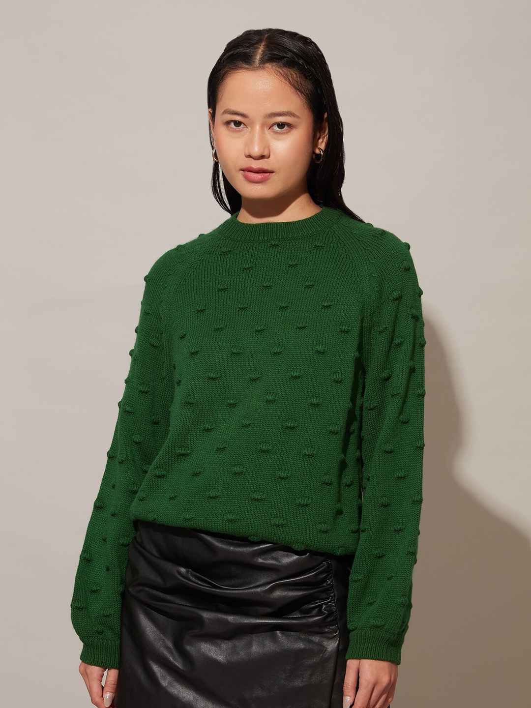 

20Dresses Women Green Cable Knit Pullover