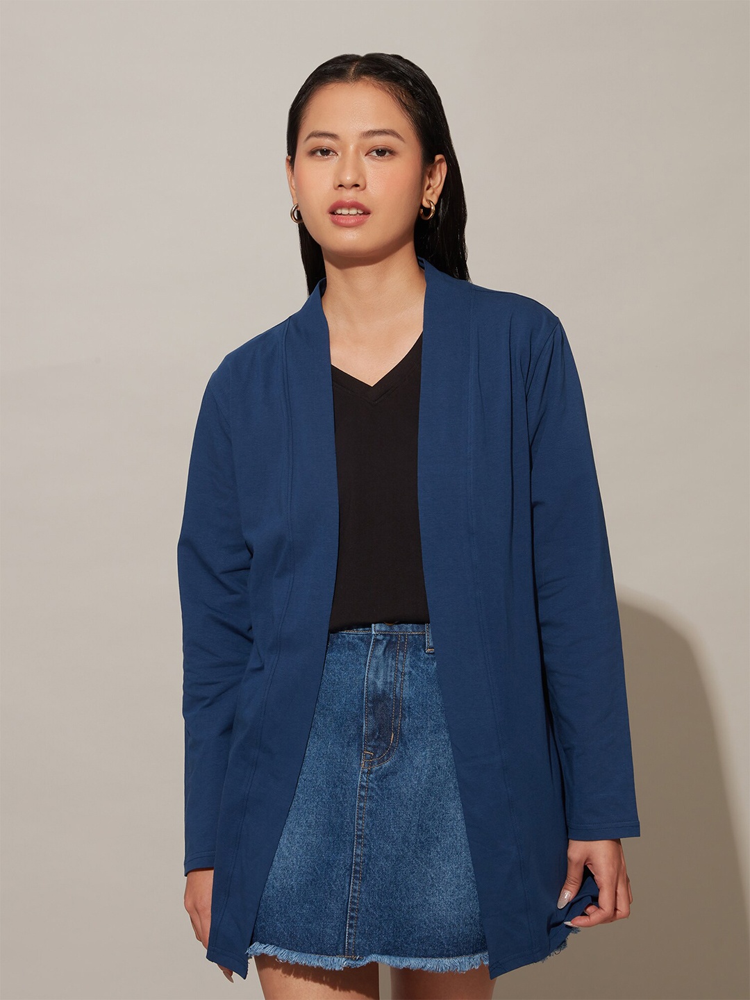 

20Dresses Women Navy Blue Cotton Longline Shrug