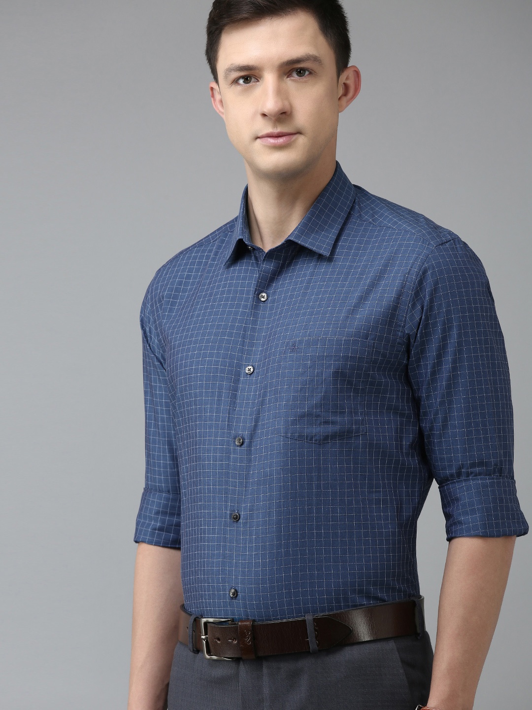 

Arrow Men Blue Checked Original Slim Fit Pure Cotton Formal Shirt