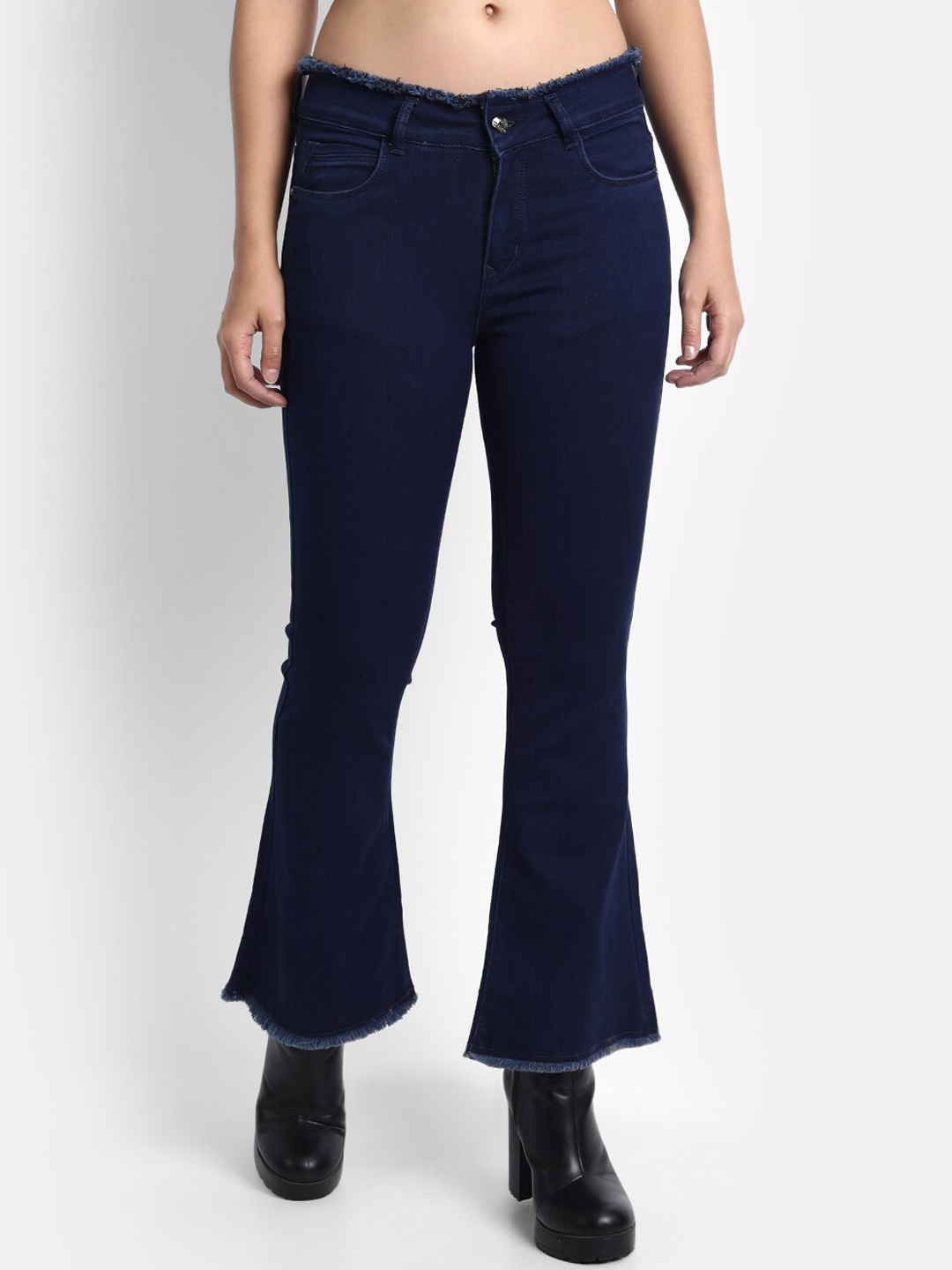 

BROADSTAR Women Navy Blue Jean Bootcut High-Rise Stretchable Jeans