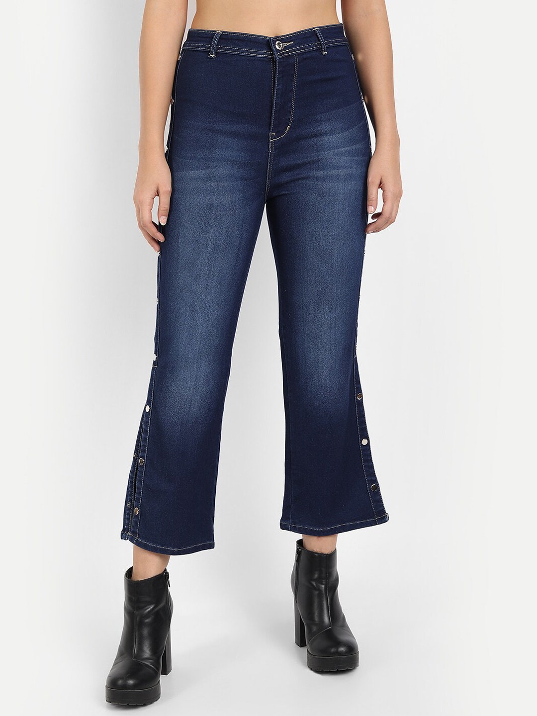 

BROADSTAR Women Navy Blue Jean Loose Fit High-Rise Light Fade Stretchable Jeans