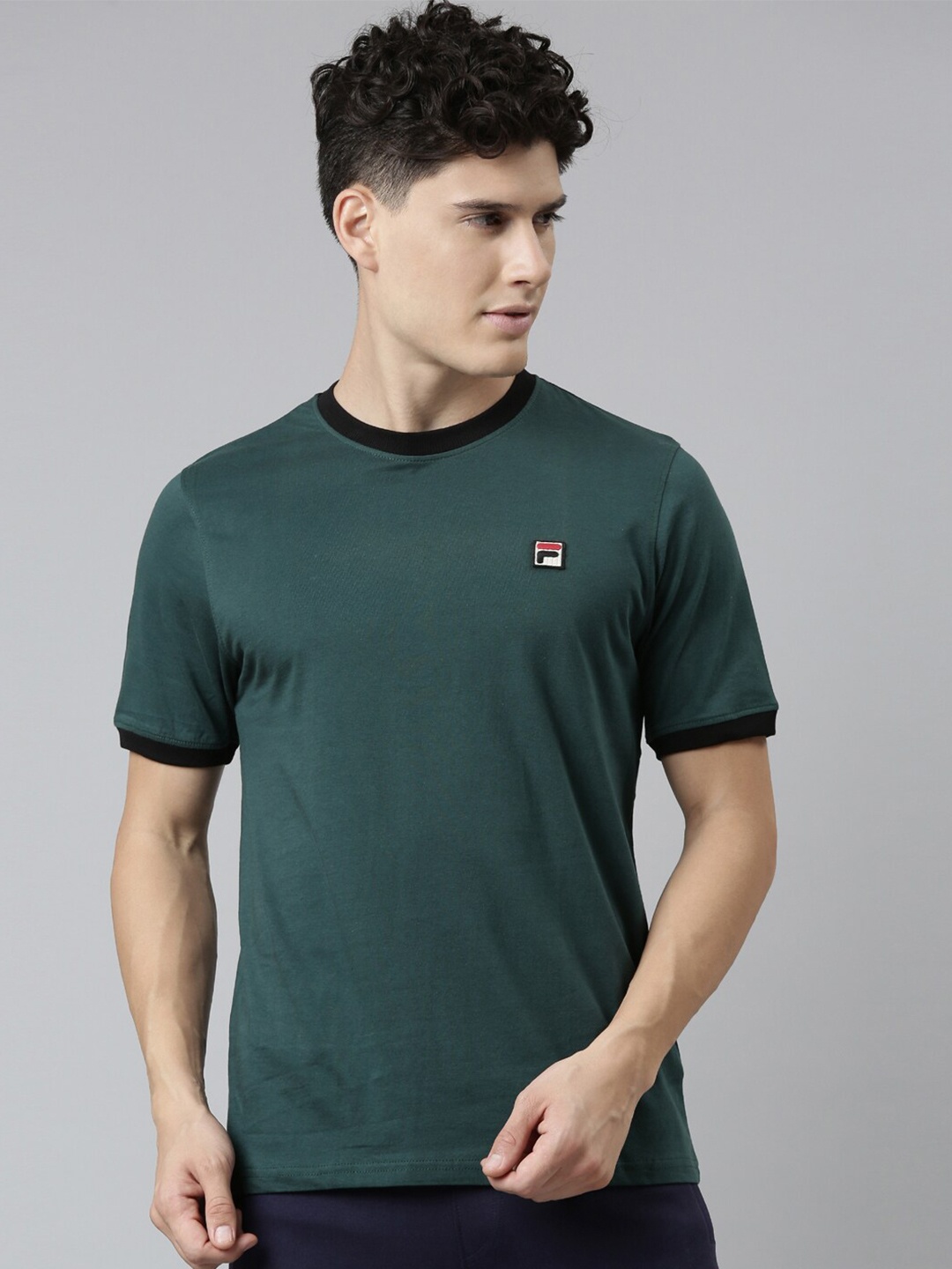 

FILA Men Olive Green Organic Cotton T-shirt