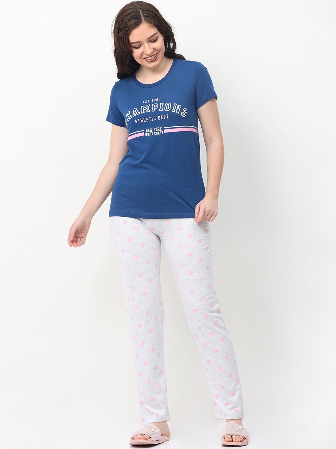 

ARDEUR Women Blue & Pink Printed Night suit