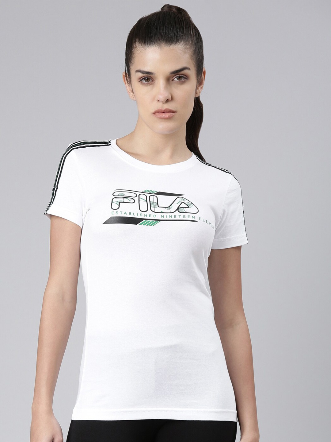 

FILA Women White Typography Printed Organic Cotton T-shirt