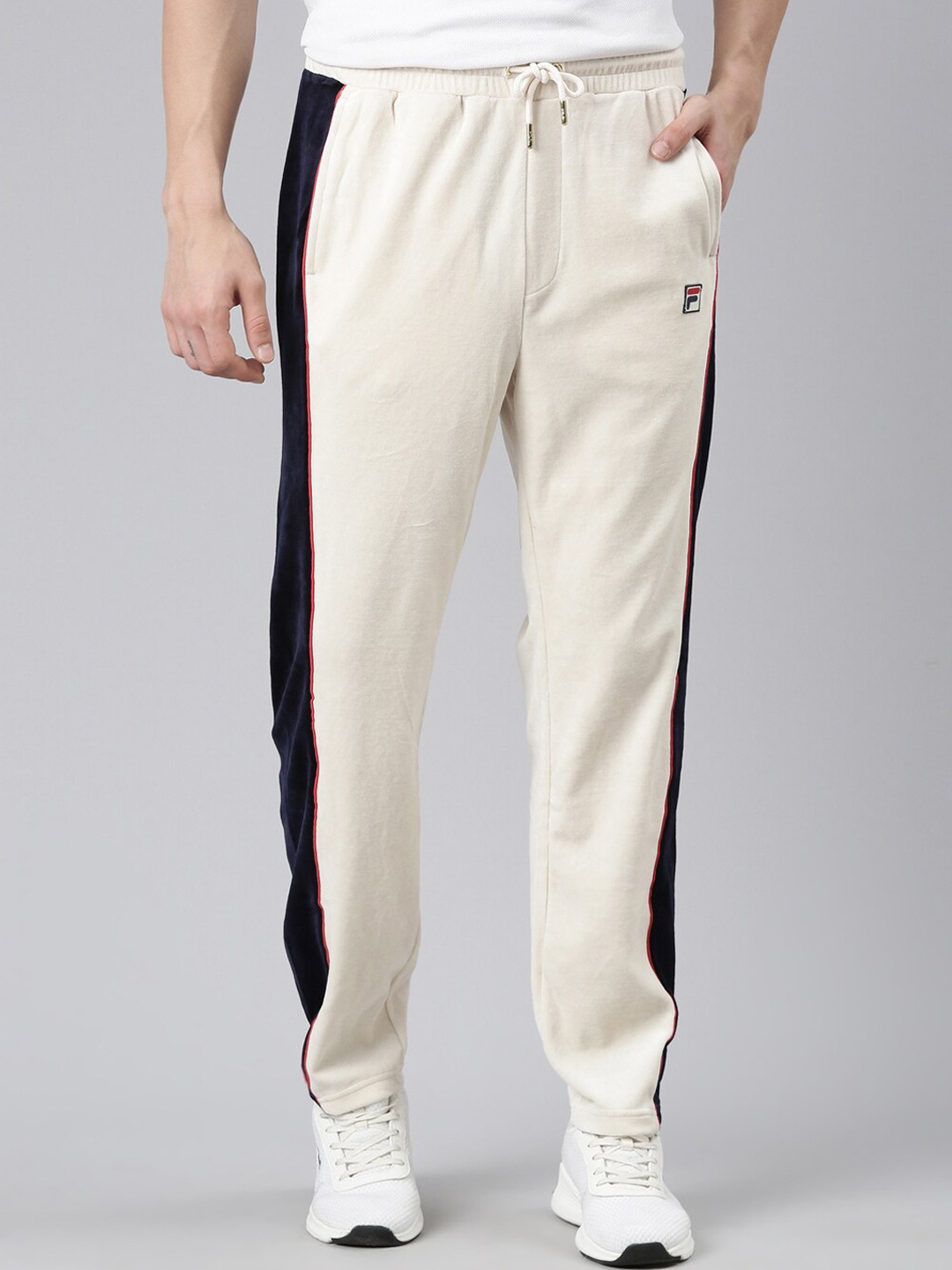 

FILA Men White Colour-Blocked Cotton Track Pants