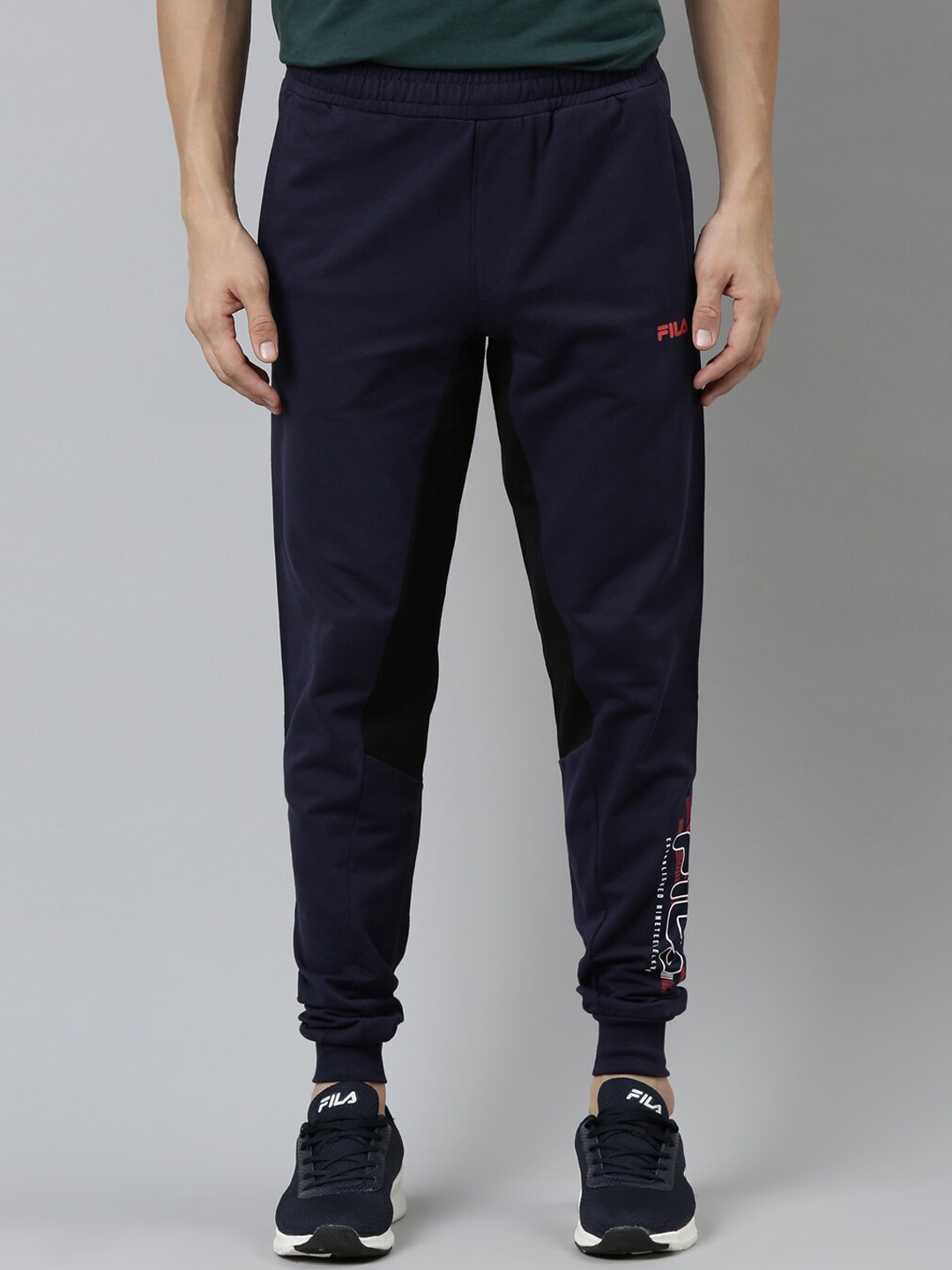 

FILA Men Navy Blue Solid Cotton Joggers