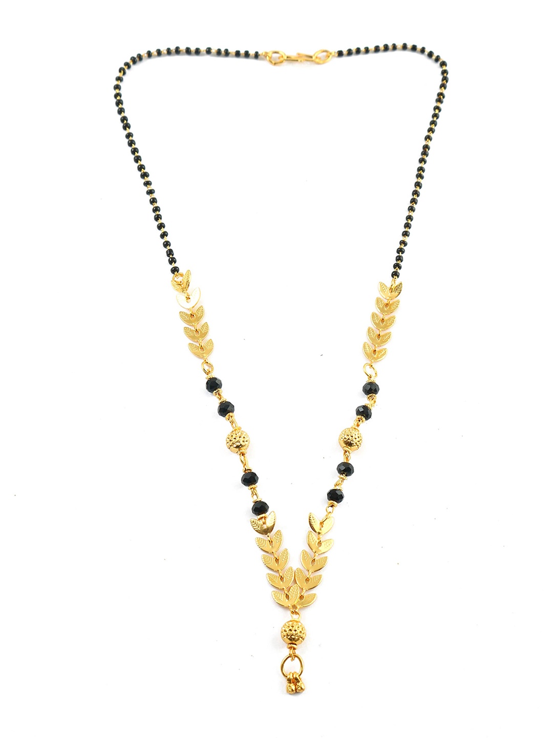 

Jewar Mandi Black Gold-Plated Crystal-Studded & Beaded Mangalsutra