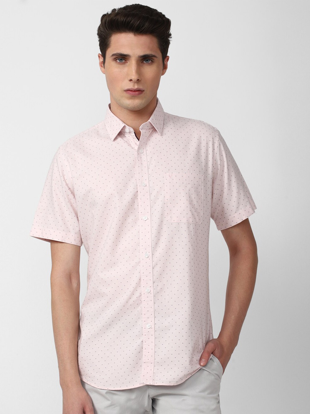 

Van Heusen Sport Men Slim Fit Printed Pure Cotton Casual Shirt, Pink