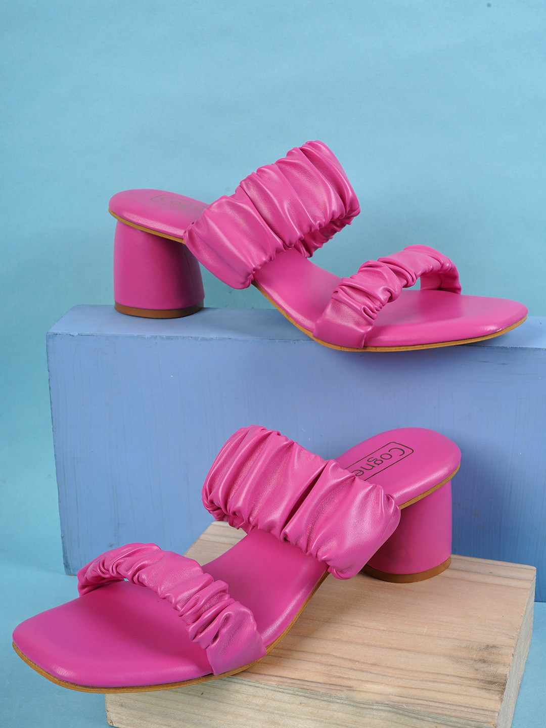 

Cogner Pink Self Design Block Heels