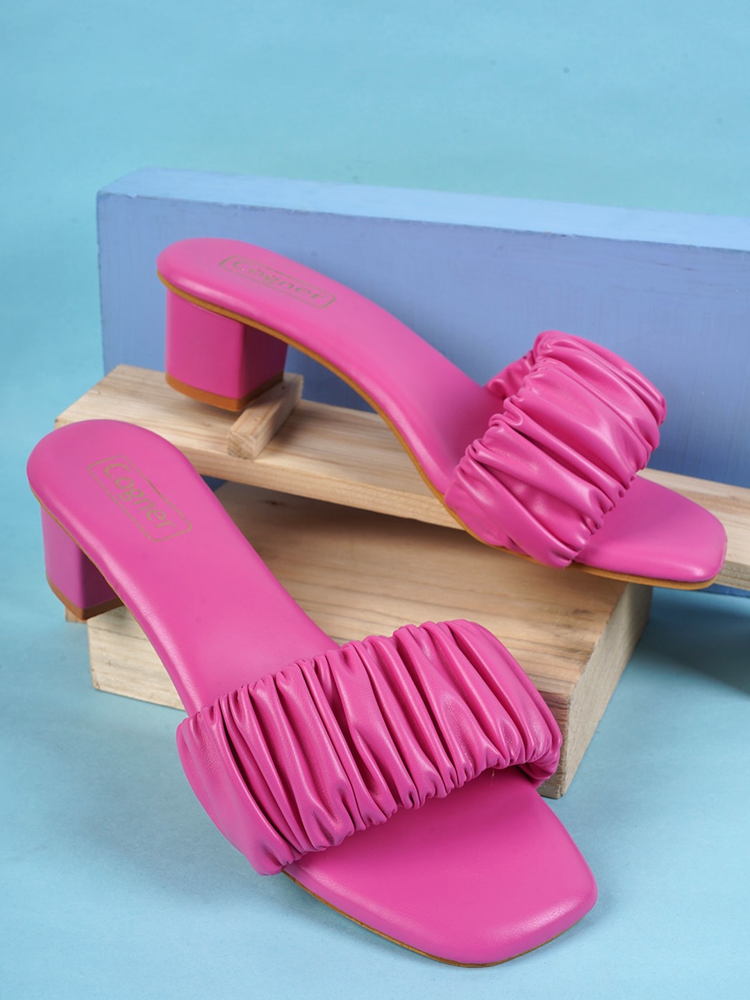 

Cogner Textured Block Heels, Pink