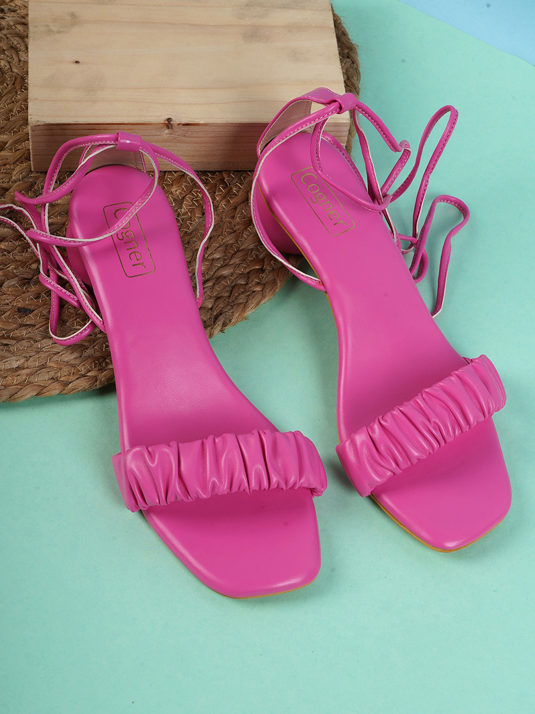 

Cogner Pink Block Lace-Up Heels