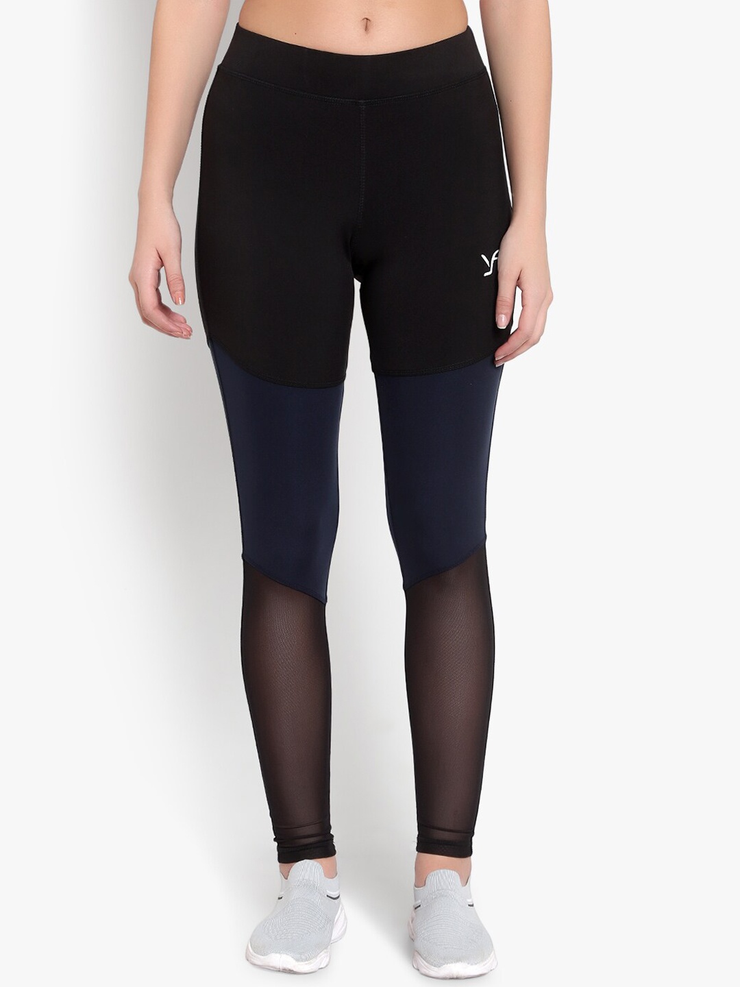 

YOU FOREVER Women Black Mesh Detailed Rapid Dry Sportswear Tights