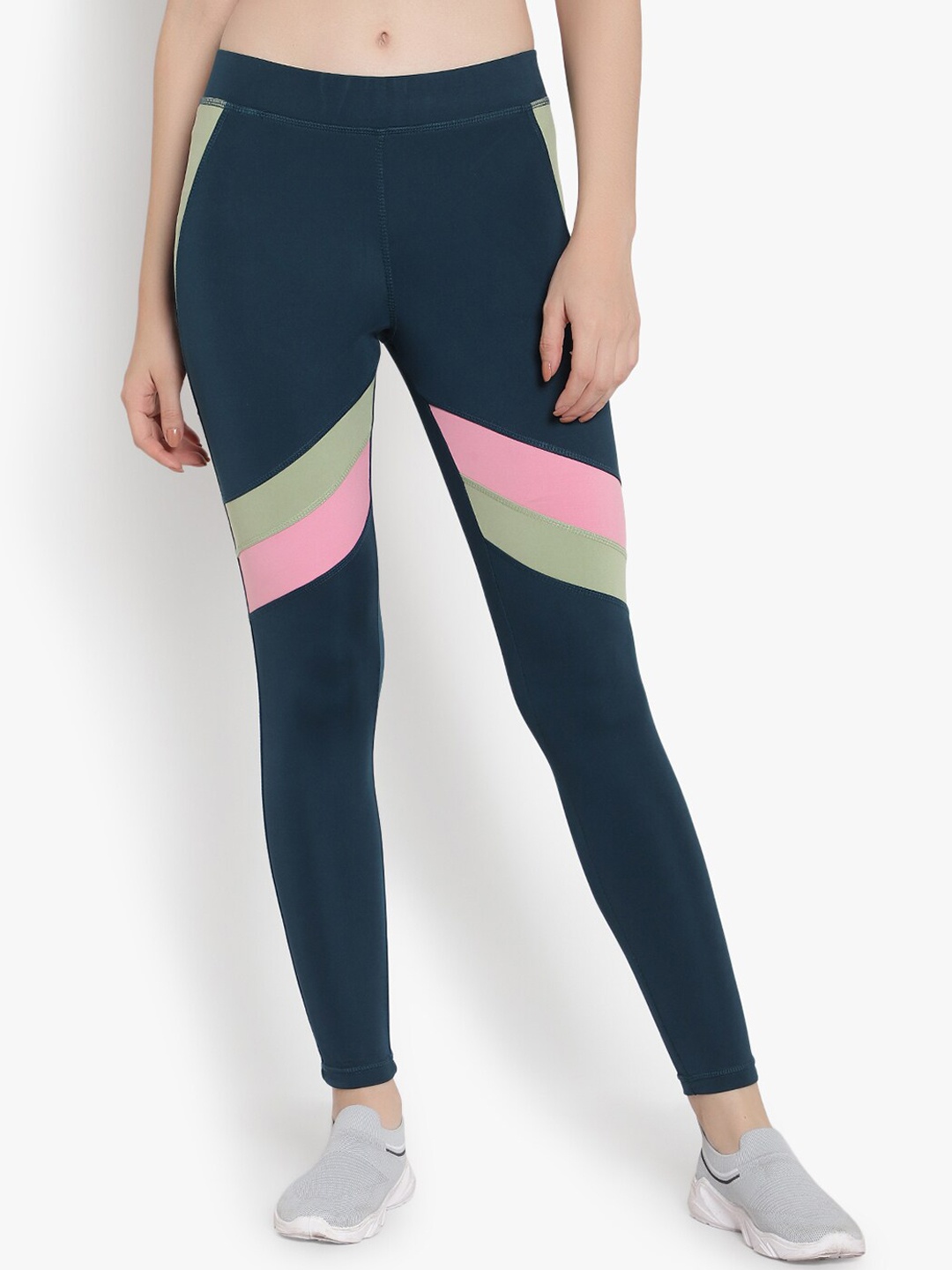 

YOU FOREVER Women Blue Solid Ankle-Length Gym Tights
