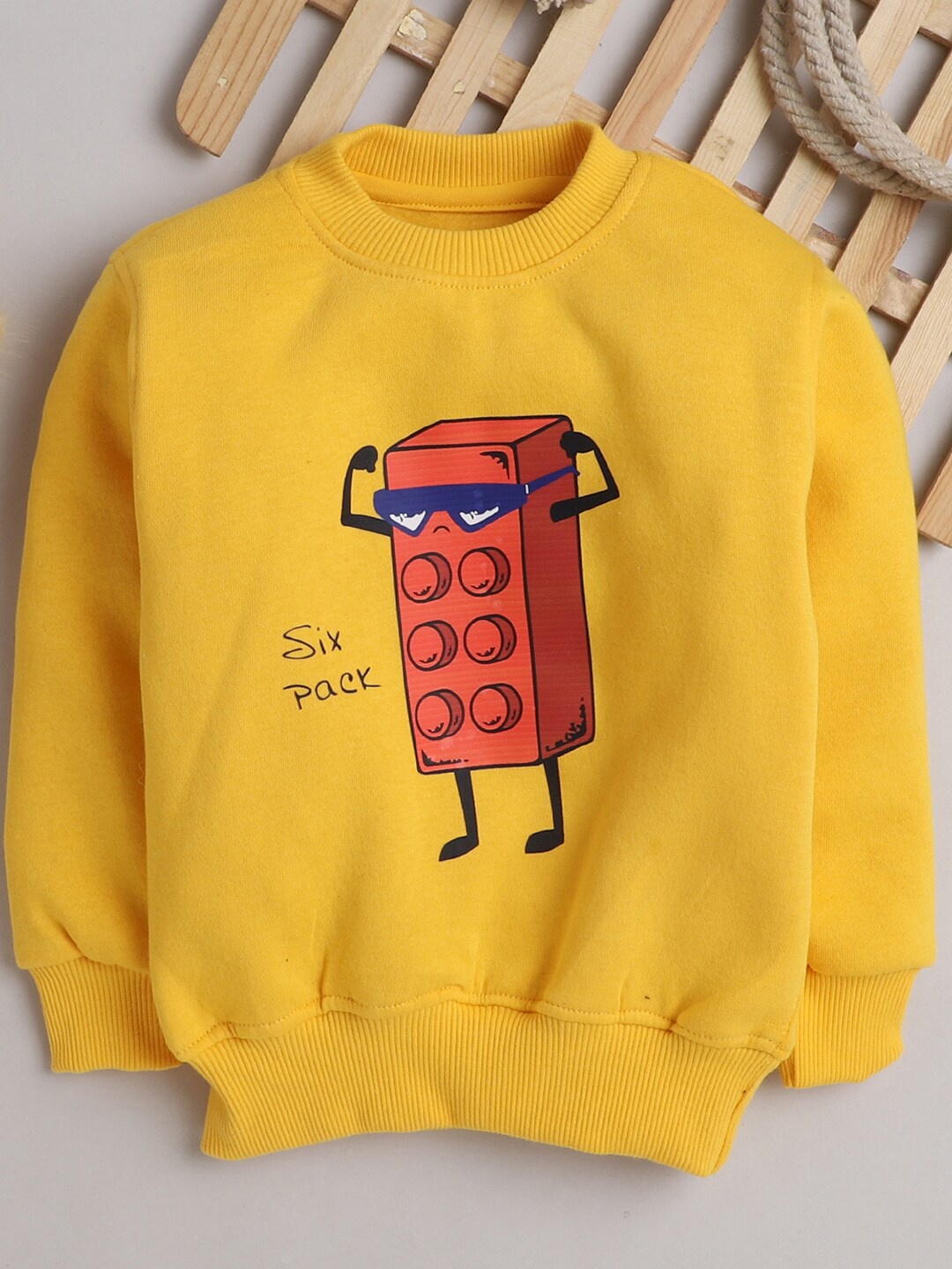 

Knitting Doodles Unisex Kids Yellow Graphic Printed Fleece Sweatshirt