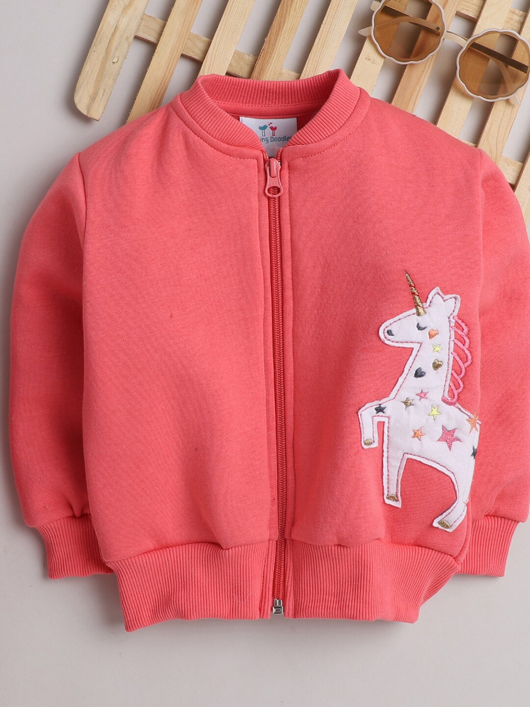 

Knitting Doodles Unisex Kids Pink Graphic Printed Fleece Sweatshirt