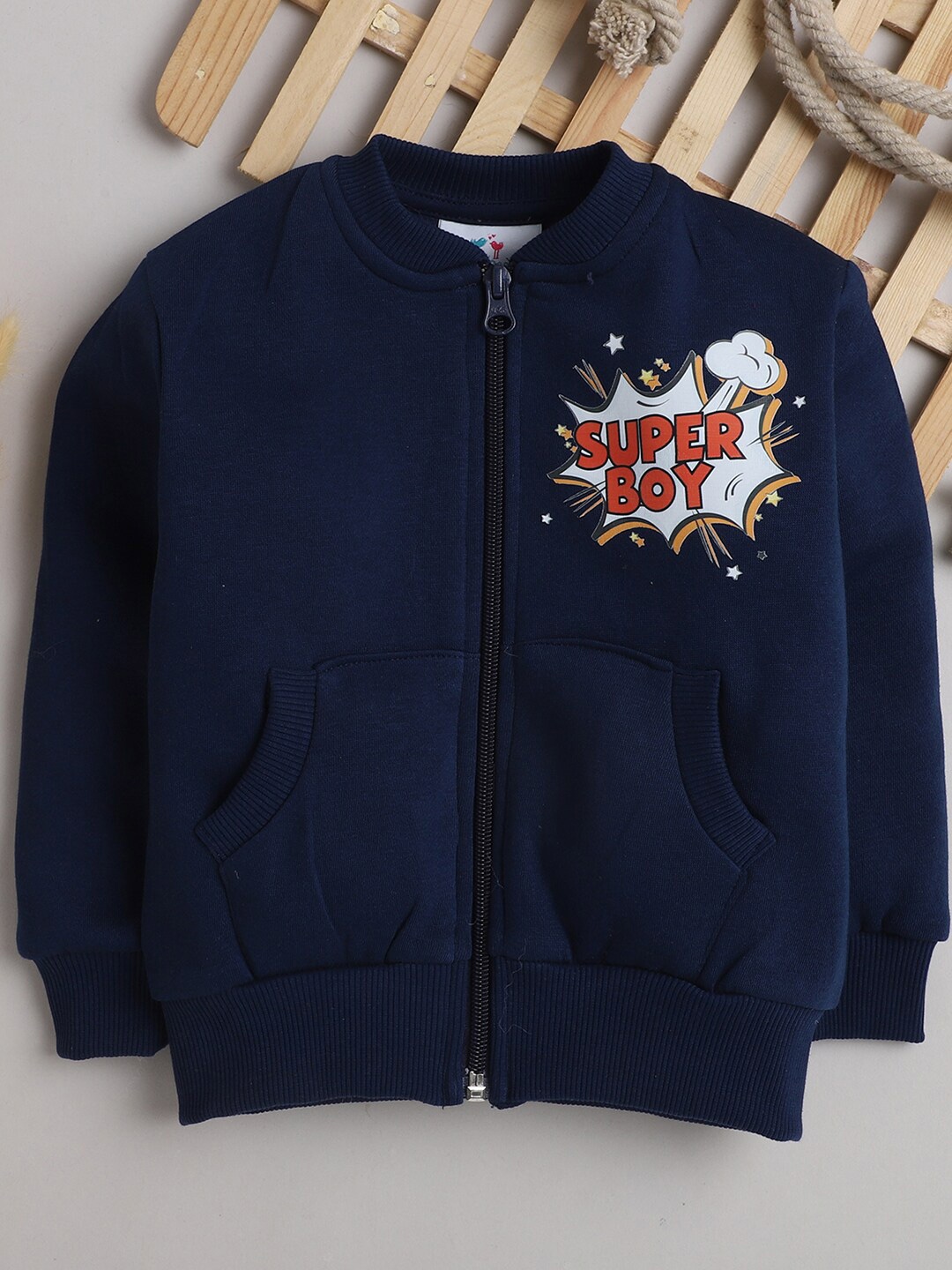 

Knitting Doodles Boys Navy Blue Solid Fleece Sweatshirt