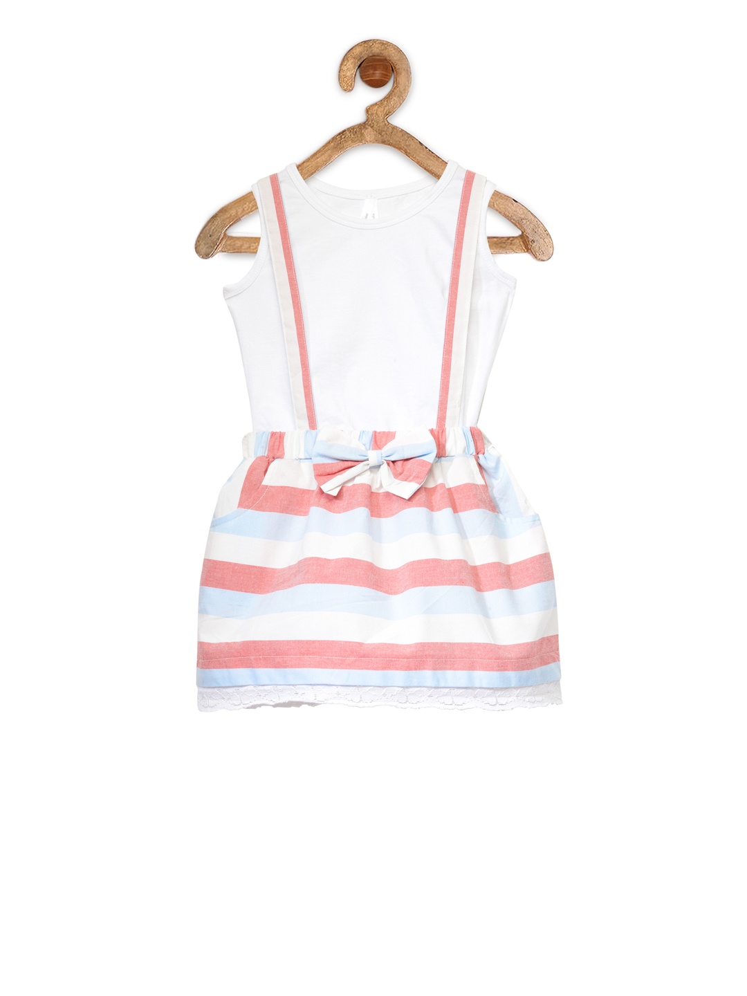 

StyleStone Girls White & Blue Striped Co-Ord Set
