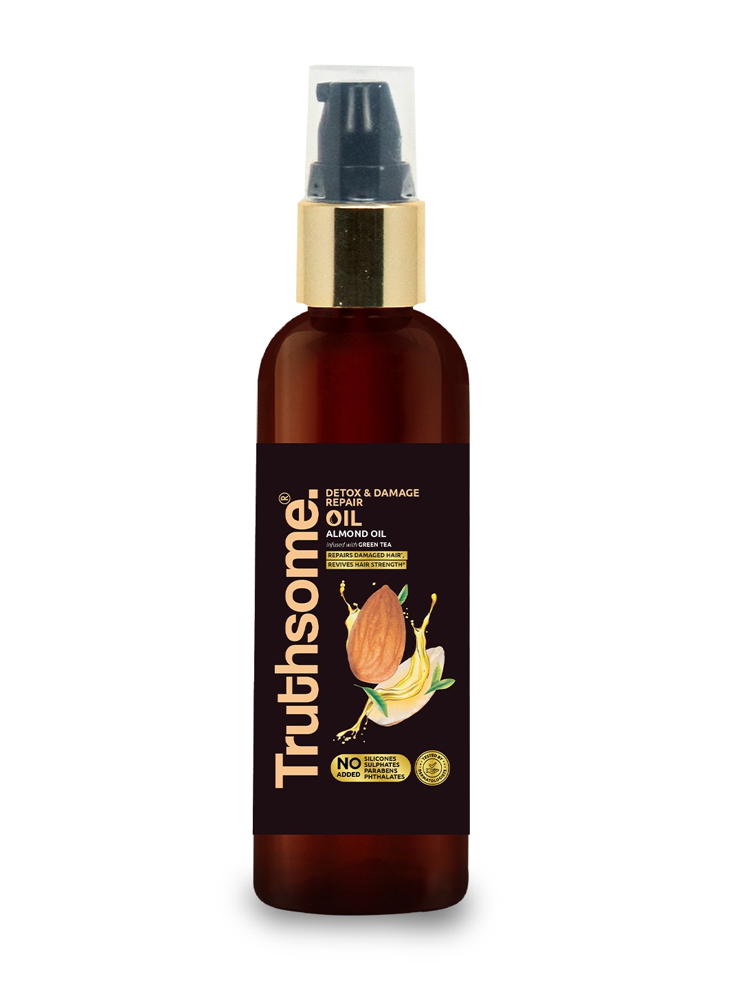 

Truthsome. Detox & Damage Repair Almond Hair Oil with Green Tea for Healthy Hair - 200 ml, Brown
